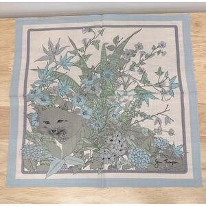 Vintage 1980s Jim Thompson Cat Garden Floral Napkins Set of 8 Blue Green 16"#30‎